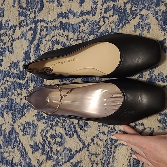 Gianni Bini sz 11 black flats with chain around ankle shoes new SH348 - Picture 2 of 6